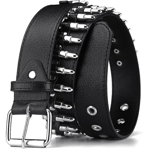 ๐ Women Black Studded Waist Belt Stud Punk Rock Cosplay Halloween Metal Buckle - Picture 1 of 7